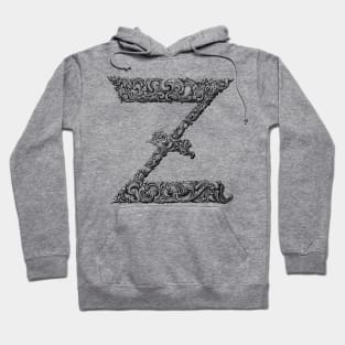 Vintage Initial Letter Lettering Alphabet Z Hoodie